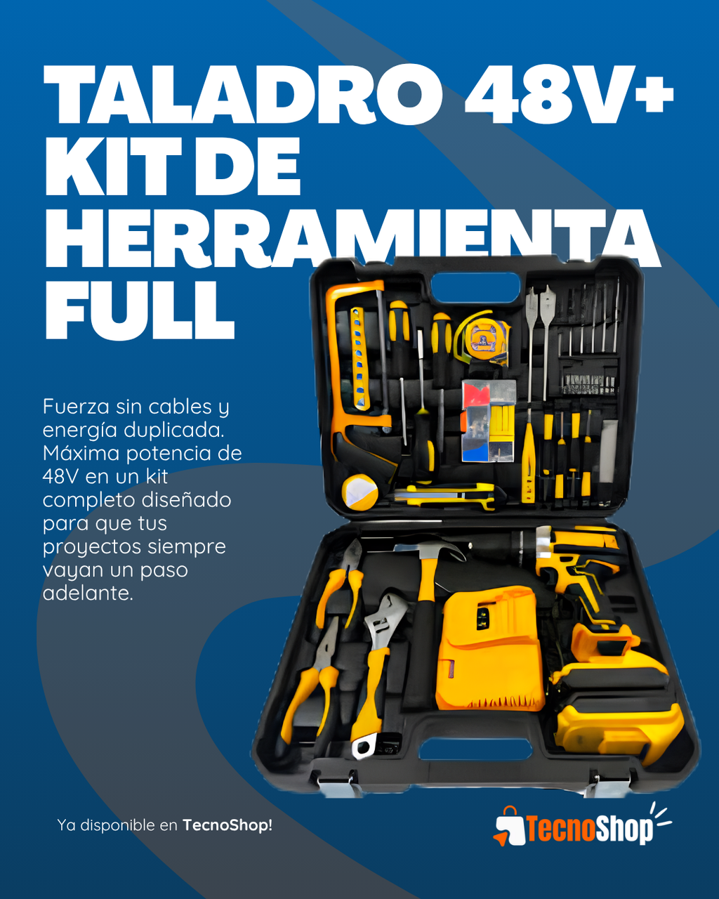 TALADRO 48V + KIT DE HERRAMIENTA FULL